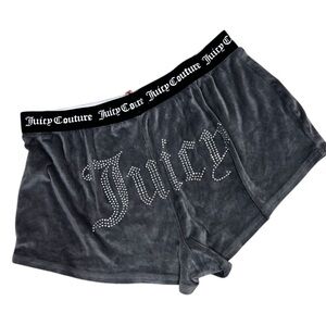 Juicy Couture Gray Velour Blingy Shorts Size Medium